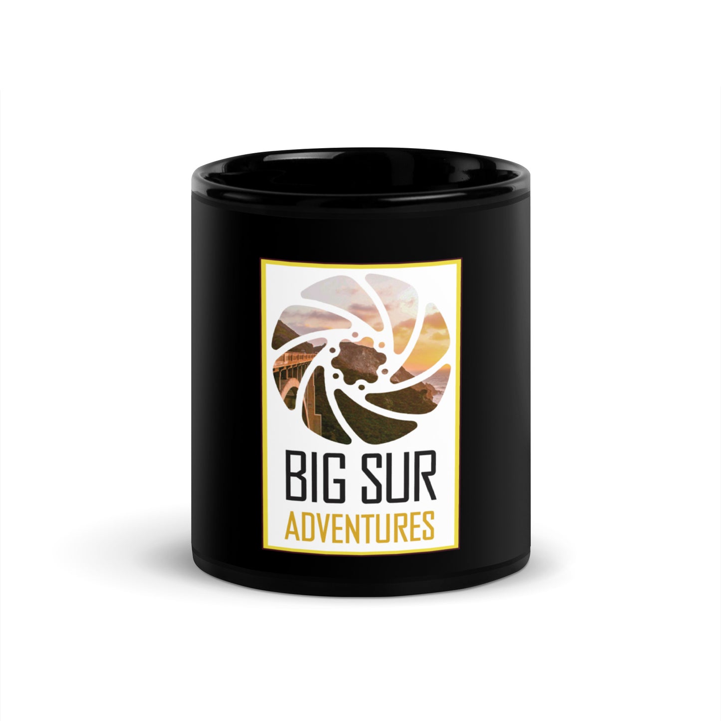 Big Sur Adventures Black Glossy Mug