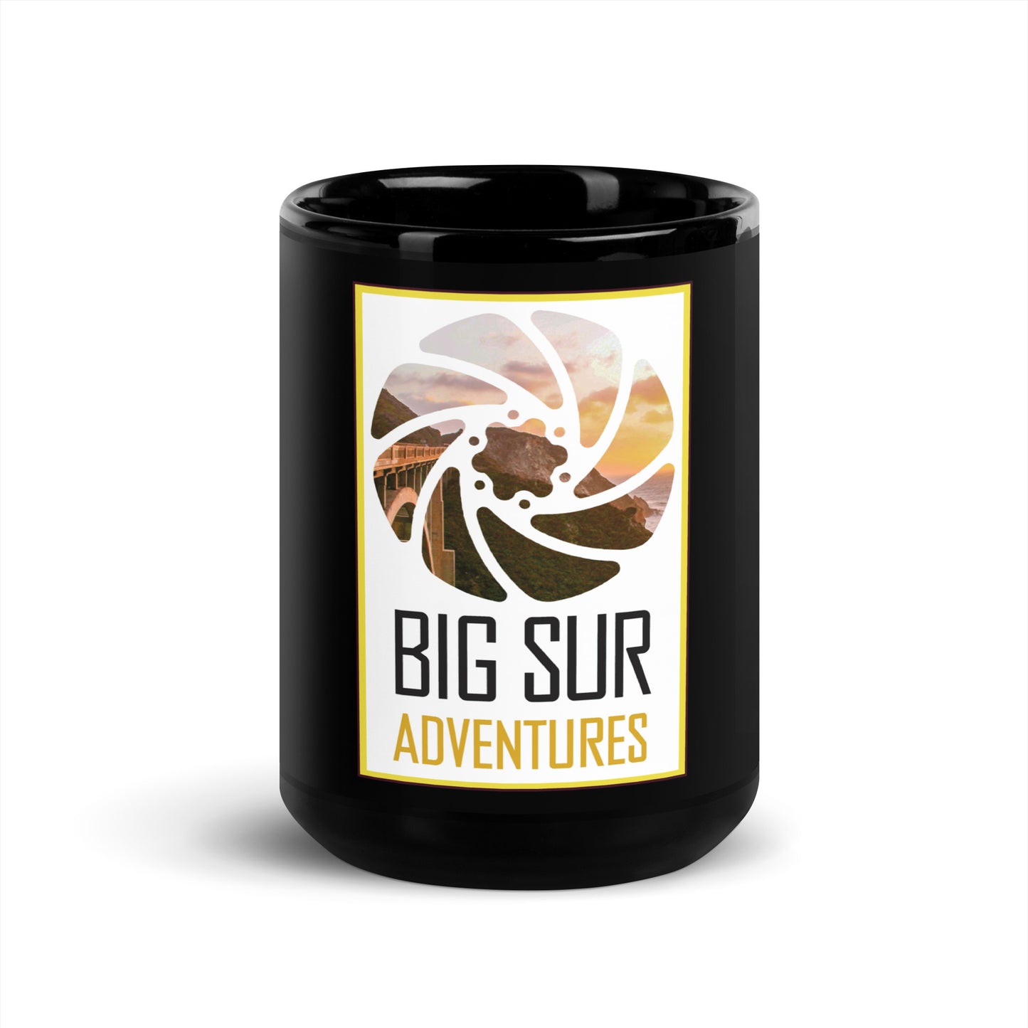 Big Sur Adventures Black Glossy Mug
